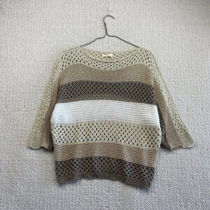 Ambra Boho Open Knit Dolman Sweater Earth Tone / Gold Beachy Hippie Read